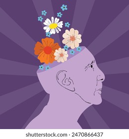 Alzheimers Disease Awareness Juni Monat Violette Älteste Blumenillustration