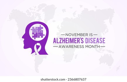 Alzheimer's disease awareness month is observed every year in november. November is alzheimer's disease awareness month. Vector template for banner, greeting card, poster with background. Vector illus