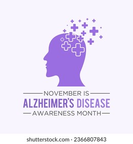 Alzheimer's disease awareness month is observed every year in november. November is alzheimer's disease awareness month. Vector template for banner, greeting card, poster with background. Vector illus