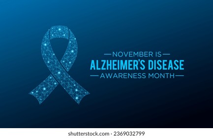 El mes de toma de conciencia de la enfermedad de Alzheimer se observa cada año en noviembre. Noviembre es el mes de concienciación sobre la enfermedad de alzheimer. Plantilla vectorial para banner, tarjeta de saludo, afiche con fondo. Iluminación vectorial