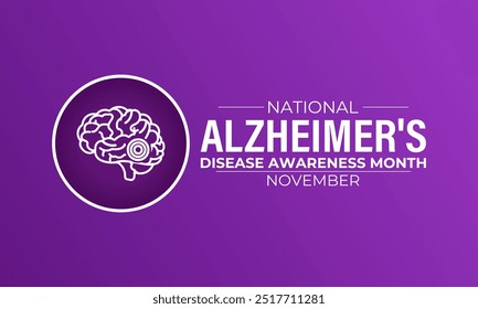 Alzheimer's disease awareness month is observed every year in november. November’s Focus: Raising Awareness for Alzheimer’s Disease”. Banner poster, flyer and background design template.