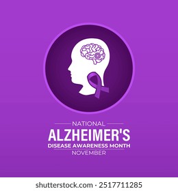 Alzheimer's disease awareness month is observed every year in november. November’s Focus: Raising Awareness for Alzheimer’s Disease”. Banner poster, flyer and background design template.