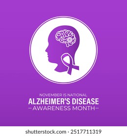 Alzheimer's disease awareness month is observed every year in november. November’s Focus: Raising Awareness for Alzheimer’s Disease”. Banner poster, flyer and background design template.