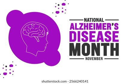 Alzheimer's disease awareness month is observed every year in november. Holiday concept. suitable for placard ,Background,Greeting Card, Poster design template with text inscription , standard Social