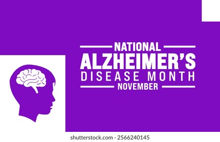 Alzheimer's disease awareness month is observed every year in november. Holiday concept. suitable for placard ,Background,Greeting Card, Poster design template with text inscription , standard Social