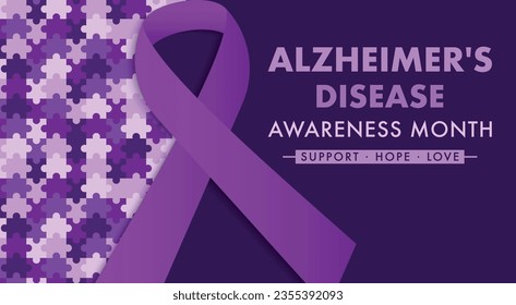 Alzheimer's Disease Awareness 
Month Ribbon, Dementia, Alzheimer's design for Social Media Campaigns and  Banner Graphic, Elder Care, Health Education Symbol, Solidarity Emblem