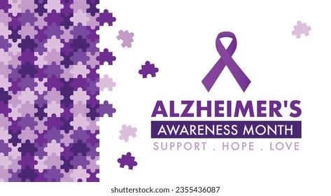 Alzheimer's Disease Awareness 
Month Ribbon, Dementia, Alzheimer's design for Social Media Campaigns and  Banner Graphic, Elder Care, Health Education Symbol, Solidarity Emblem