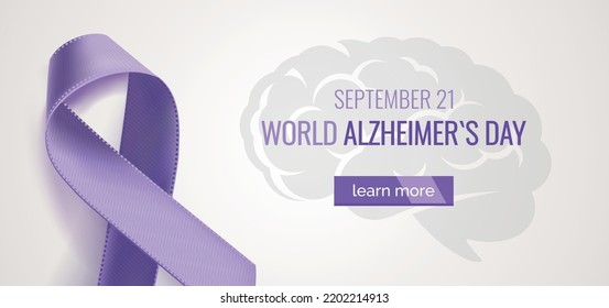 Alzheimer`s Disease Awareness Ribbon Background. Vector Illustration