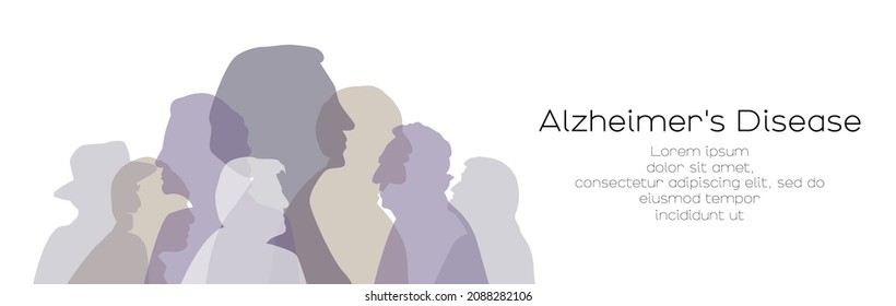 Alzheimer's Disease banner. Card with place for text. Flat vector illustration.