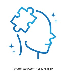 alzheims enfermedad encefálica tareas difíciles ilustración vectorial icono de línea degradado