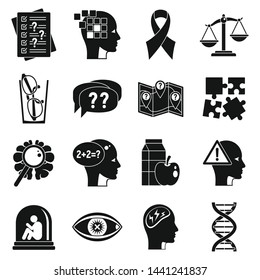 Alzheimers disease doctor icons set. Simple set of alzheimers disease doctor vector icons for web design on white background