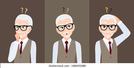 Alzheimer's disease or memory loss with old man cartoon character design vector