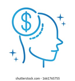 Alzheimers Disease Neurological Brain Forget Money Value Vector Illustration Gradient Line Icon