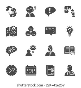 Alzheimer's Disease and Prevention, Health care and medical concept, Vector Solid icons set