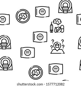 Alzheimers Disease Seamless Pattern Vector Thin Line. Illustrations
