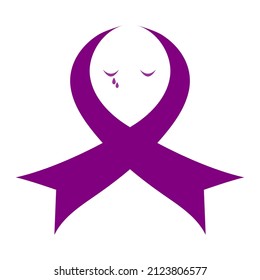  Alzheimer's disease, senile dementia. Vector element in purple ribbon for the medical concept of health care. Illustration on white background. For print, web design.