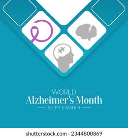 Alzheimer's Month is observed every year in September,  it is a progressive disease, where dementia symptoms gradually worsen over a number of years. Vector illustration