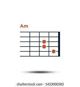 Am, Basic Guitar Chord Chart Icon Vector Template