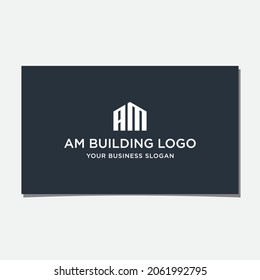 'AM' INITIAL BUILDING LOGO DESIGN VECTOR