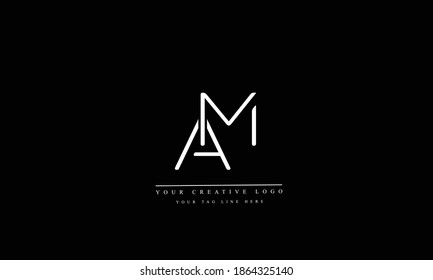 AM, MA, A, M abstract vector logo monogram template
