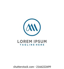 AM, MA circle minimalist vector logo template