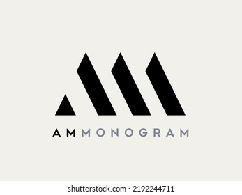 AM, MA monogram logo. Letter a, letter m signature icon. Abstract alphabet initials. Minimal lettering sign. Modern deco design, corporate style characters. Geometric typography.