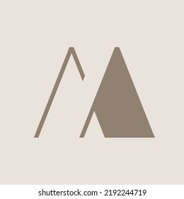 AM, MA monogram Logo. Buchstabe a, Buchstabe m Unterschriftensymbol. Alphabet-Initialen einzeln auf Lichtfonds. Minimales Buchstabierzeichen. Modernes Deko-Design, Corporate Style Charaktere. Geometrische Typografie.