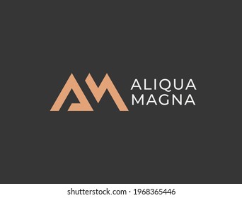 AM. Monogram of Two letters AM. Luxury, simple, minimal and elegant A and M logo design. Vector illustration template.