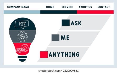 AMA - Ask me anything acronym. business concept background.  vector illustration concept with keywords and icons. lettering illustration with icons for web banner, flyer, landing