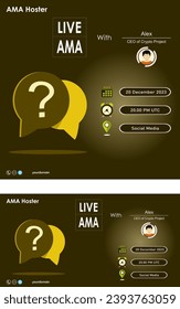 AMA or Ask Me Anything podcast session Modern signature banner Template Vector design for business. with two size square and landscape.