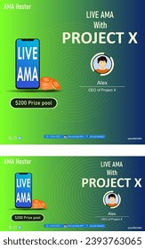 AMA or Ask Me Anything podcast session Modern signature banner Template Vector design for business. with two size square and landscape.