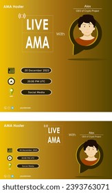 AMA or Ask Me Anything podcast session Modern signature banner Template Vector design for business. with two size square and landscape.