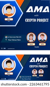 AMA or Ask Me Anything session Modern blue signature banner Template Vector design for business. with two size square and landscape.