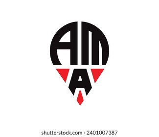 AMA-Buchstaben-Ortung Form Logo Design. AMA-Ortungslogo für Buchstaben - einfaches Design
