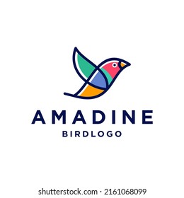 amadina bird logo. abstract cute little bird logo design, colorful logo design of little bird. 