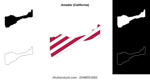 Amador County (California) outline map set