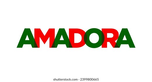 Amadora in the Portugal emblem for print and web. Design features geometric style, vector illustration with bold typography in modern font. Graphic slogan lettering isolated on white background.