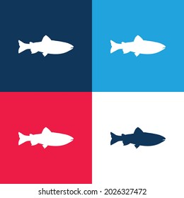 Amago Fish Shape blue and red four color minimal icon set