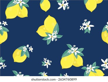 amalfi beach lemon yellow design flower ditsy repeating
