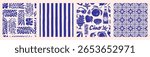 Amalfi coast hand-drawn seamless pattern collection: florals, coastal, stripes and tiles. Retro vibes in naive Mediterranean style. Hello and Taste Of The Sun Italian lettering