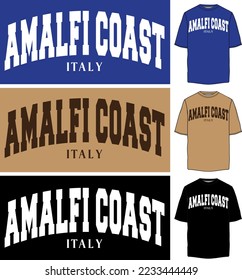 amalfi litoral italy varsity typography tshirt colocación de la universidad de impresión