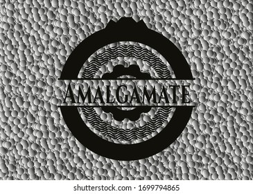 Amalgamate emblema oscuro realista con fondo de burbujas grises. Ilustración vectorial. Detallado.