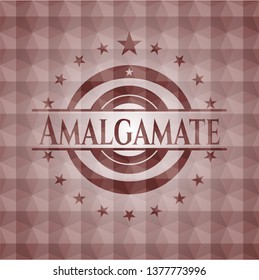 Amalgamate red polygonal badge. Seamless.
