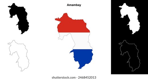 Amambay department outline map set