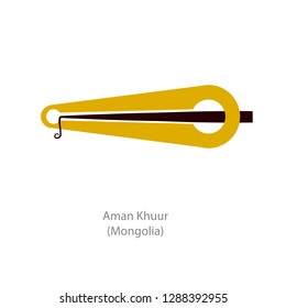 Aman Khuur. Musical instrument from Mongolia. Vector flat illustration 