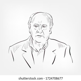 Amancio Ortega Famous Spanish  Billionaire Businessman Isolated Vector Sketch Portrait