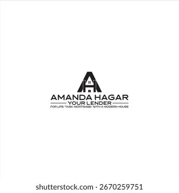 Logotipo de la casa de Amanda Hagar está en negro y sobre un fondo blanco