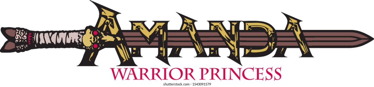 abby-warrior-princess-name-art-graphic-vector-de-stock-libre-de