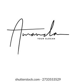Amanda name signature logo vector design
