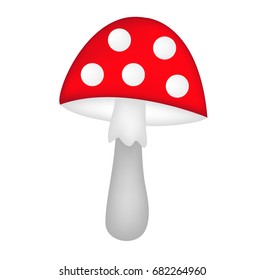 Amanita  cartoon . Vector illustration, Amanita  icon.  Isolated on white background.